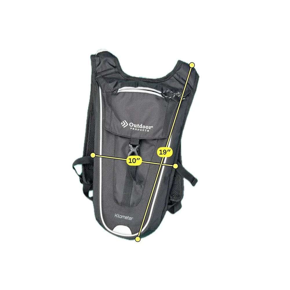 Outdoor Products Kilometer Hydration Pack Men OS Gray 2L Bladder Backpack Hiking